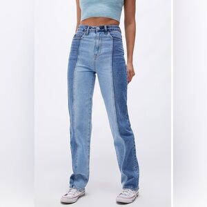 PacSun 90’s Boyfriend High Waist Jeans Women’s Size 25 Blue Panel Two-Tone